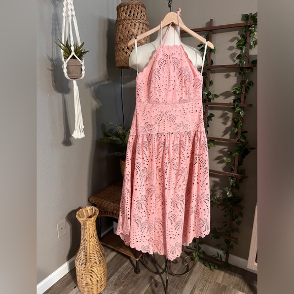 ▪️Farm Rio Palm Tree scalloped broderie anglaise cotton midi dress - Picture 6 of 14